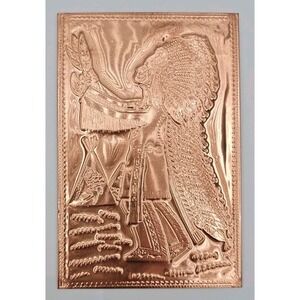 Vintage Kopper Kard  THE INDIAN CHIEF‎ Engraved/Embossed Copper Postcard/Art